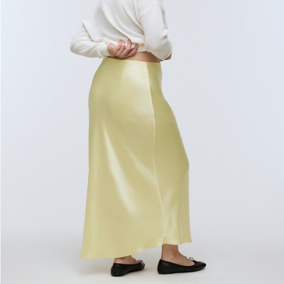 Madewell Light Yellow Satin Maxi Slip Skirt - Picture 8 of 10
